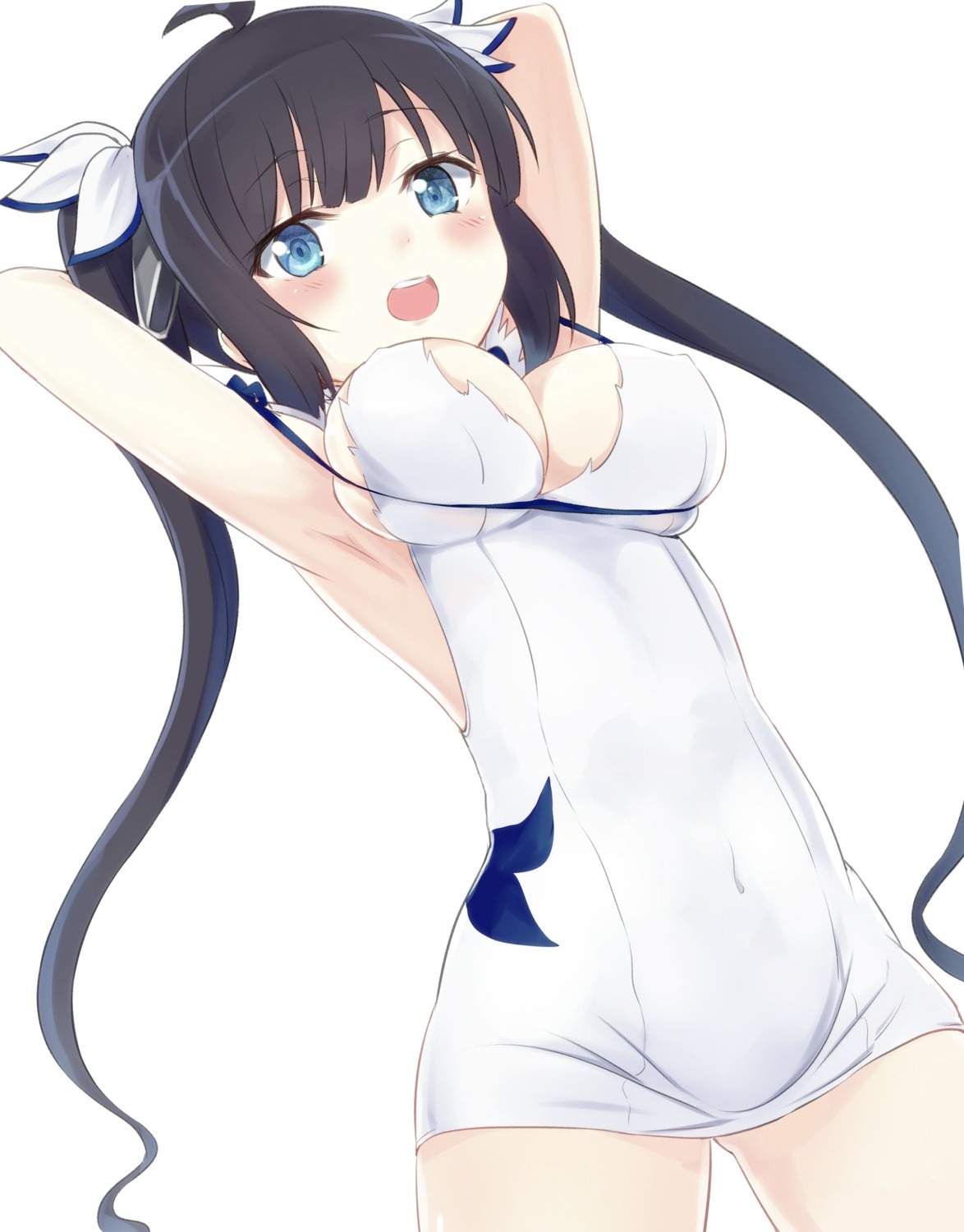 cleavage, dress, dungeon_ni_deai_wo_motomeru_no_wa_machigatteiru_darou_ka, engiyoshi, hestia_(danmachi), no_bra
