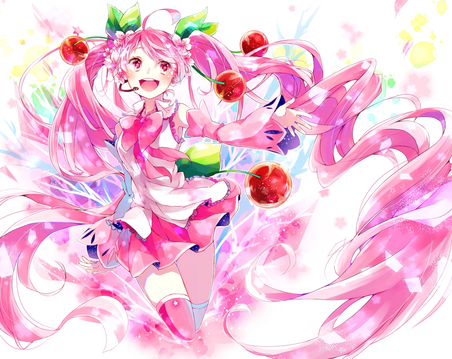 hatsune_miku, hoshino_kisora, sakura_miku, thighhighs, vocaloid