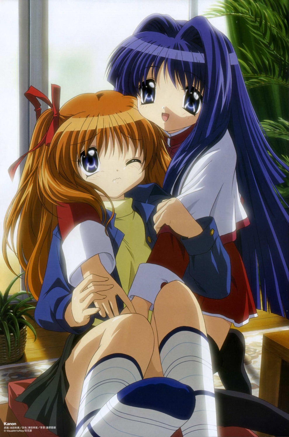 ikeda_kazumi, kanon, minase_nayuki, sawatari_makoto, seifuku, thighhighs