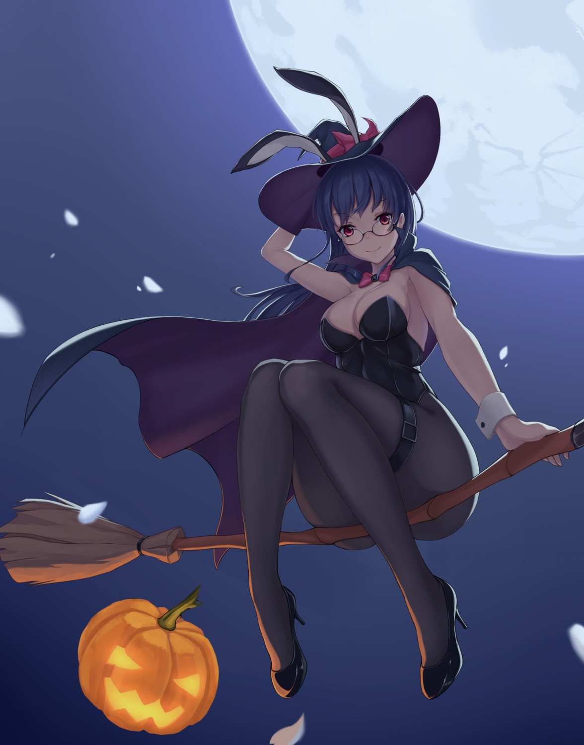 animal_ears, bunny_ears, bunny_girl, cleavage, halloween, heels, kano_sakurai, megane