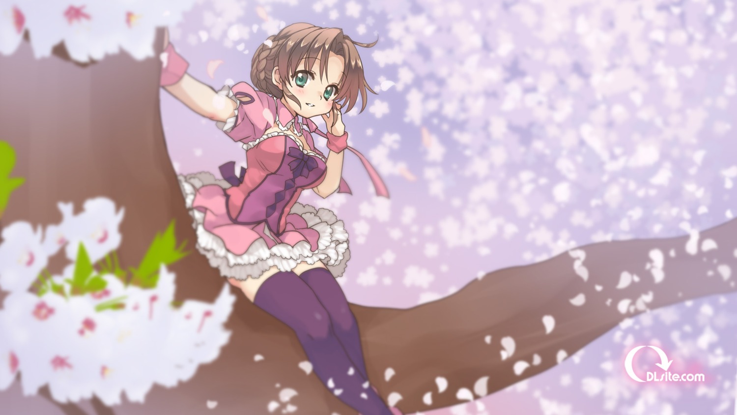 cleavage, dress, malino, thighhighs, wallpaper