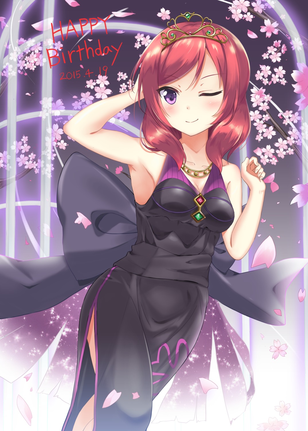 cleavage, dress, karumayu, love_live!, love_live!_(series), nishikino_maki