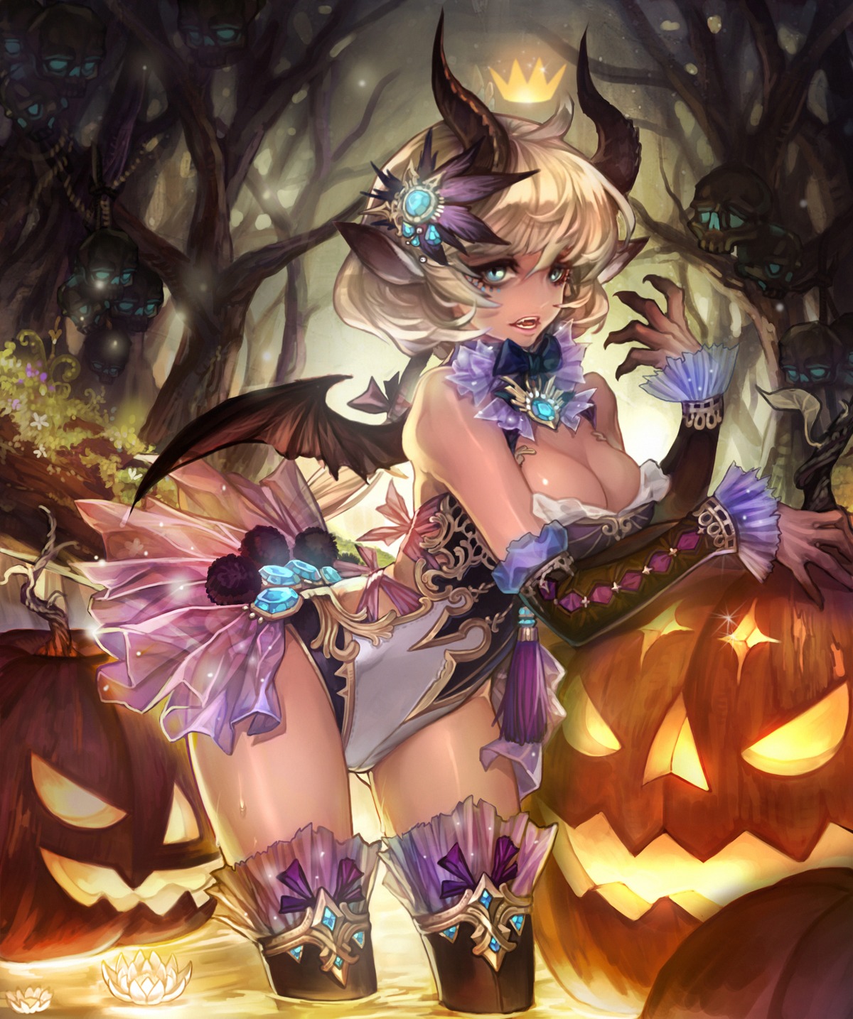 animal_ears, cleavage, horns, leotard, olivia_(yh), see_through, shingeki_no_bahamut, thighhighs, wet, wings