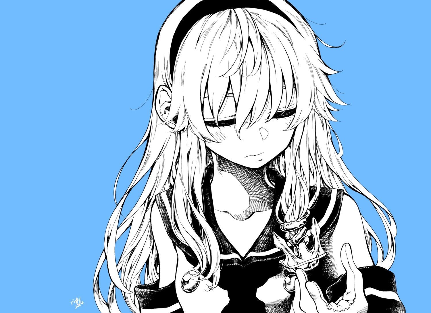 kantai_collection, monochrome, ringo78, seifuku, shimakaze_(kancolle)