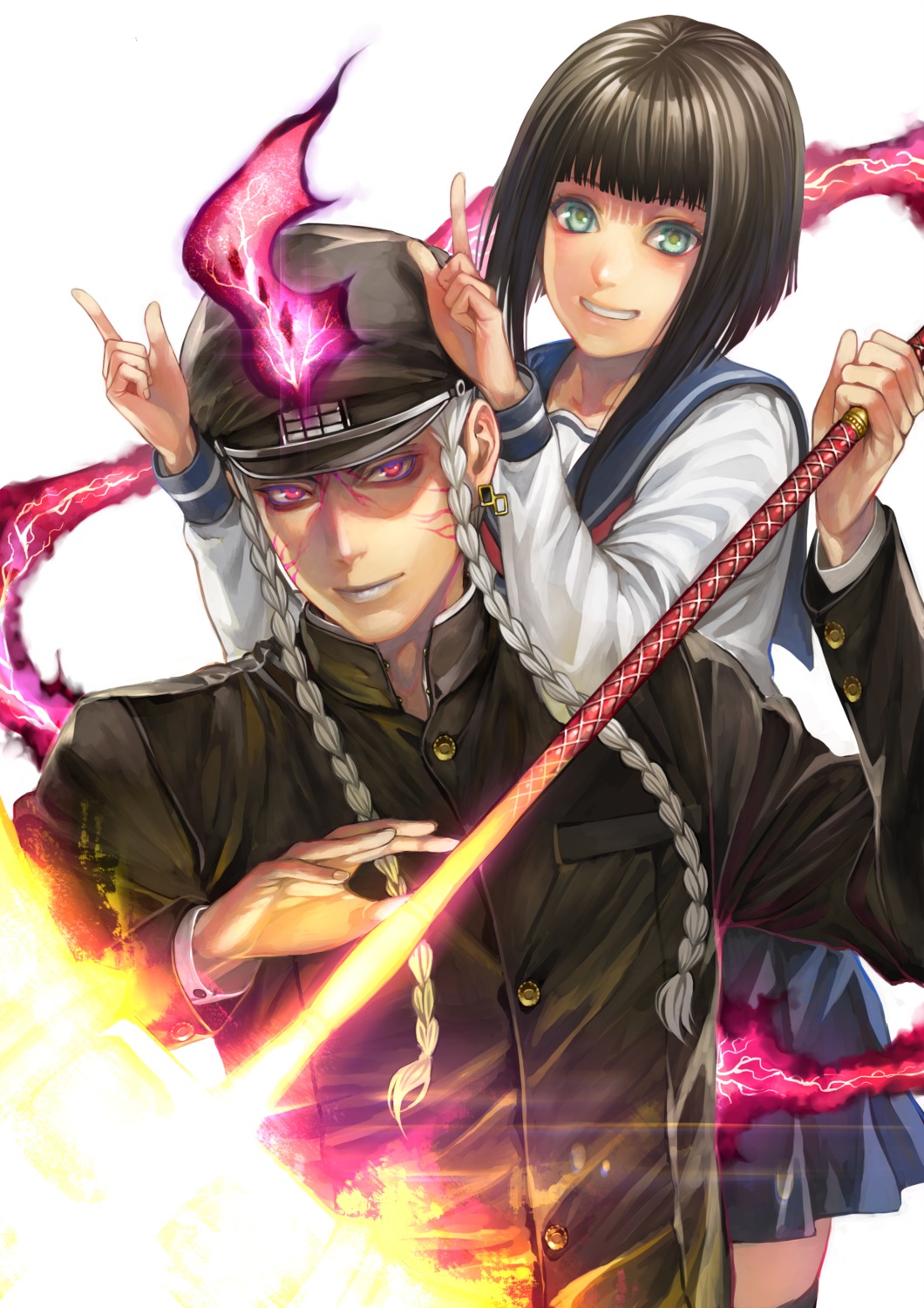 rby, seifuku, thighhighs, weapon, yokuoni