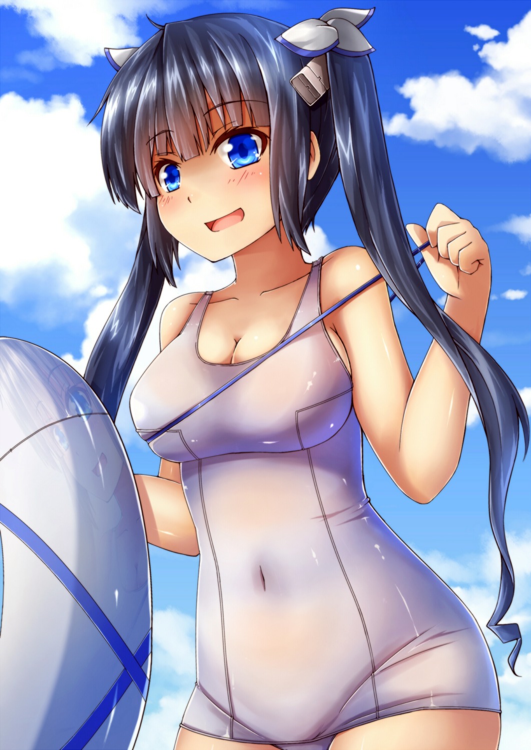 cleavage, dungeon_ni_deai_wo_motomeru_no_wa_machigatteiru_darou_ka, hestia_(danmachi), kaiyi, school_swimsuit, swimsuits