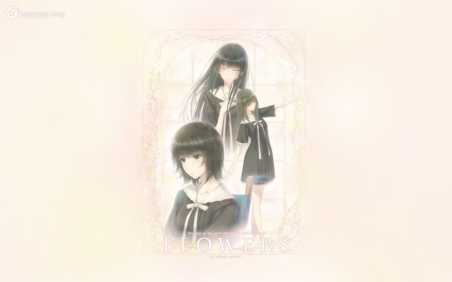 flowers, innocent_grey, seifuku, shirahane_suou, sugina_miki, takasaki_chidori, wallpaper, yaegaki_erika