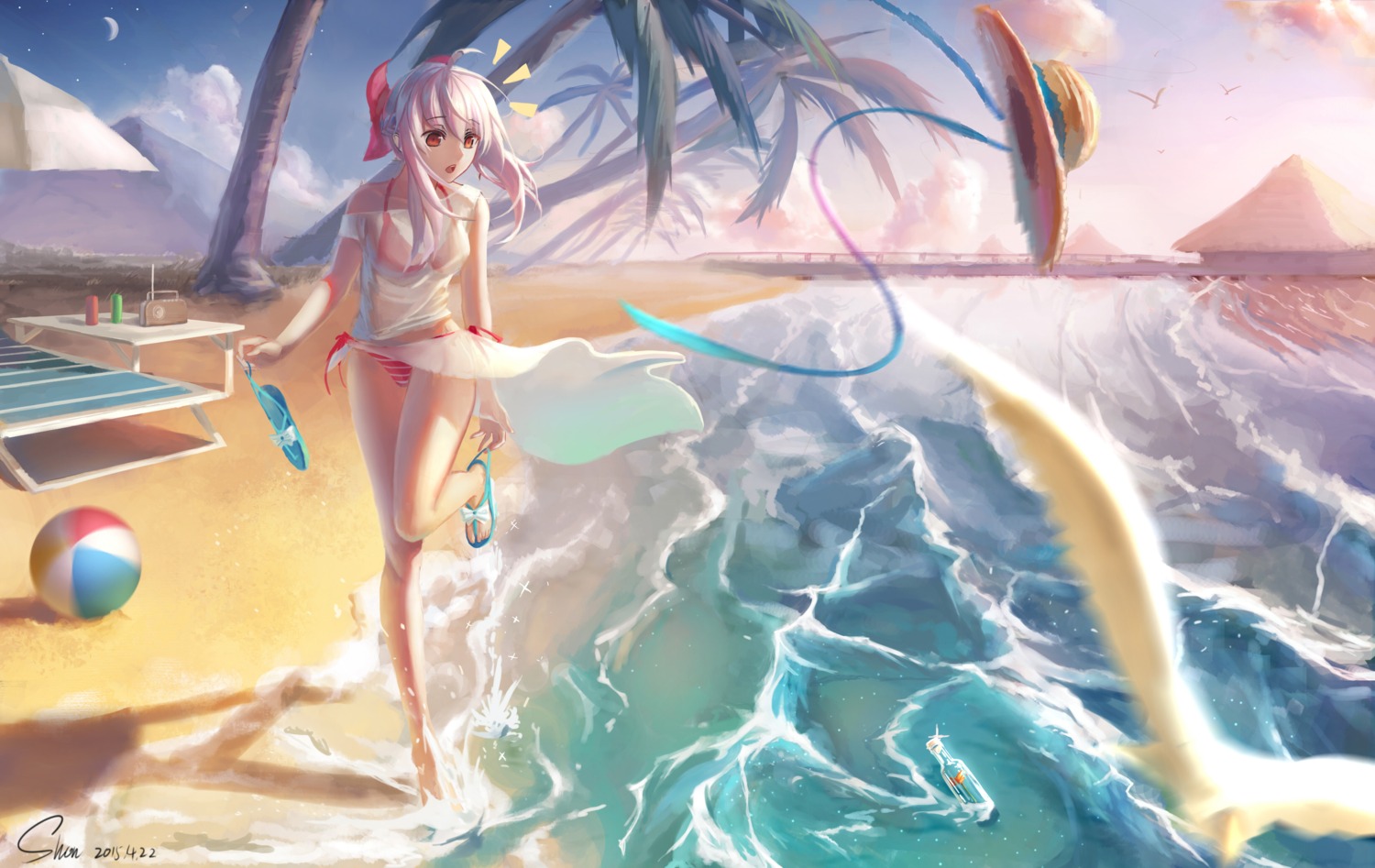 bikini, hiiragi_shinoa, owari_no_seraph, see_through, shon, swimsuits, wet