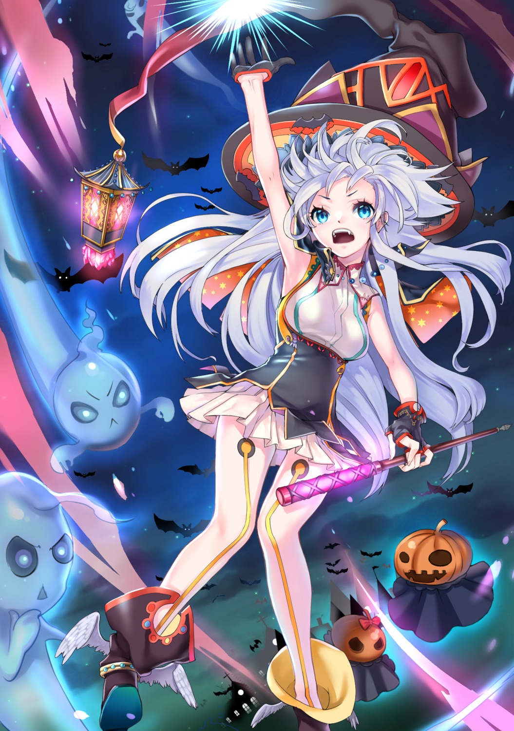 dress, halloween, pantyhose, witch, yamanashi_kawanashi