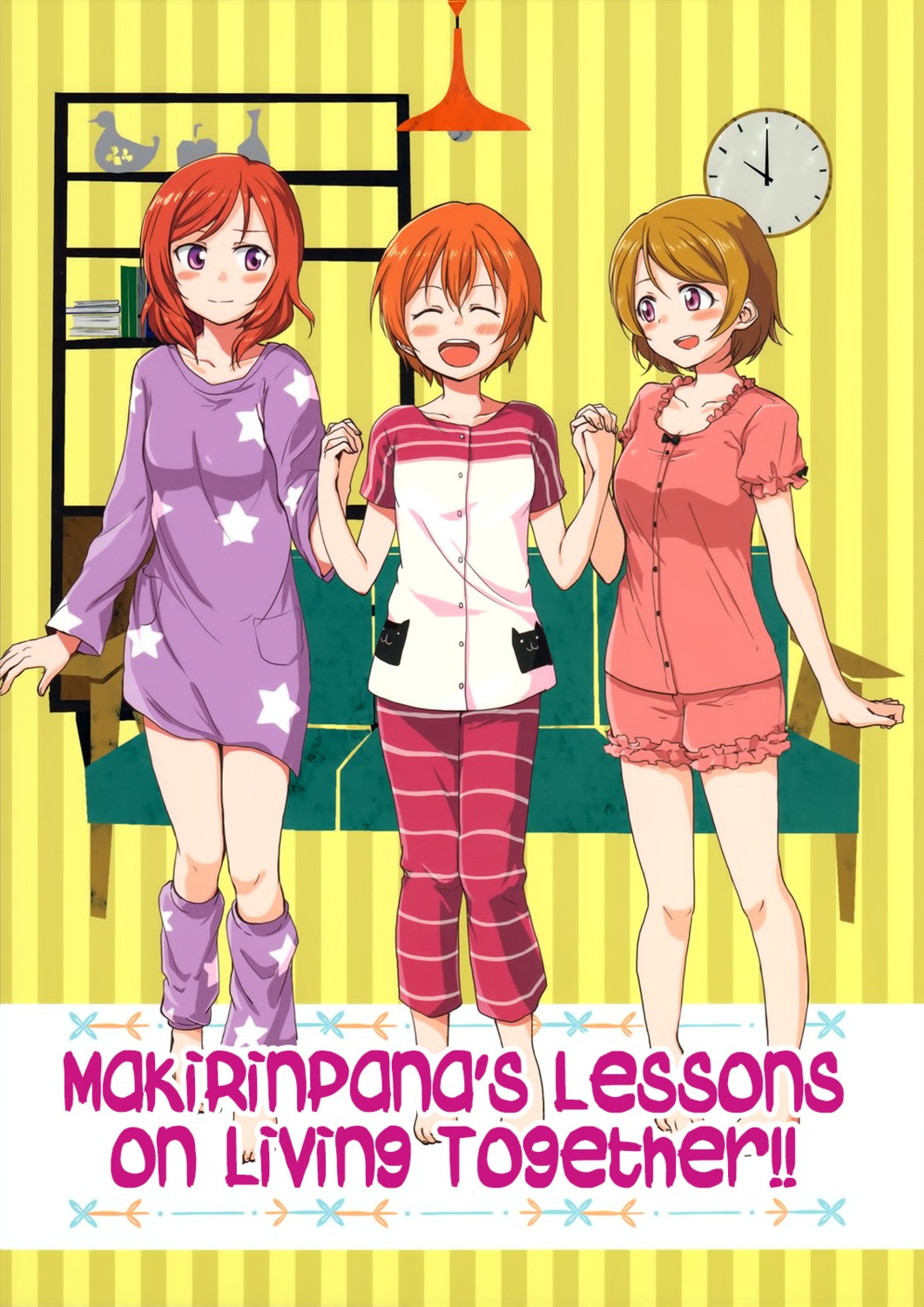 hoshizora_rin, itsuki_kuro, koizumi_hanayo, love_live!, love_live!_(series), nishikino_maki, pajama