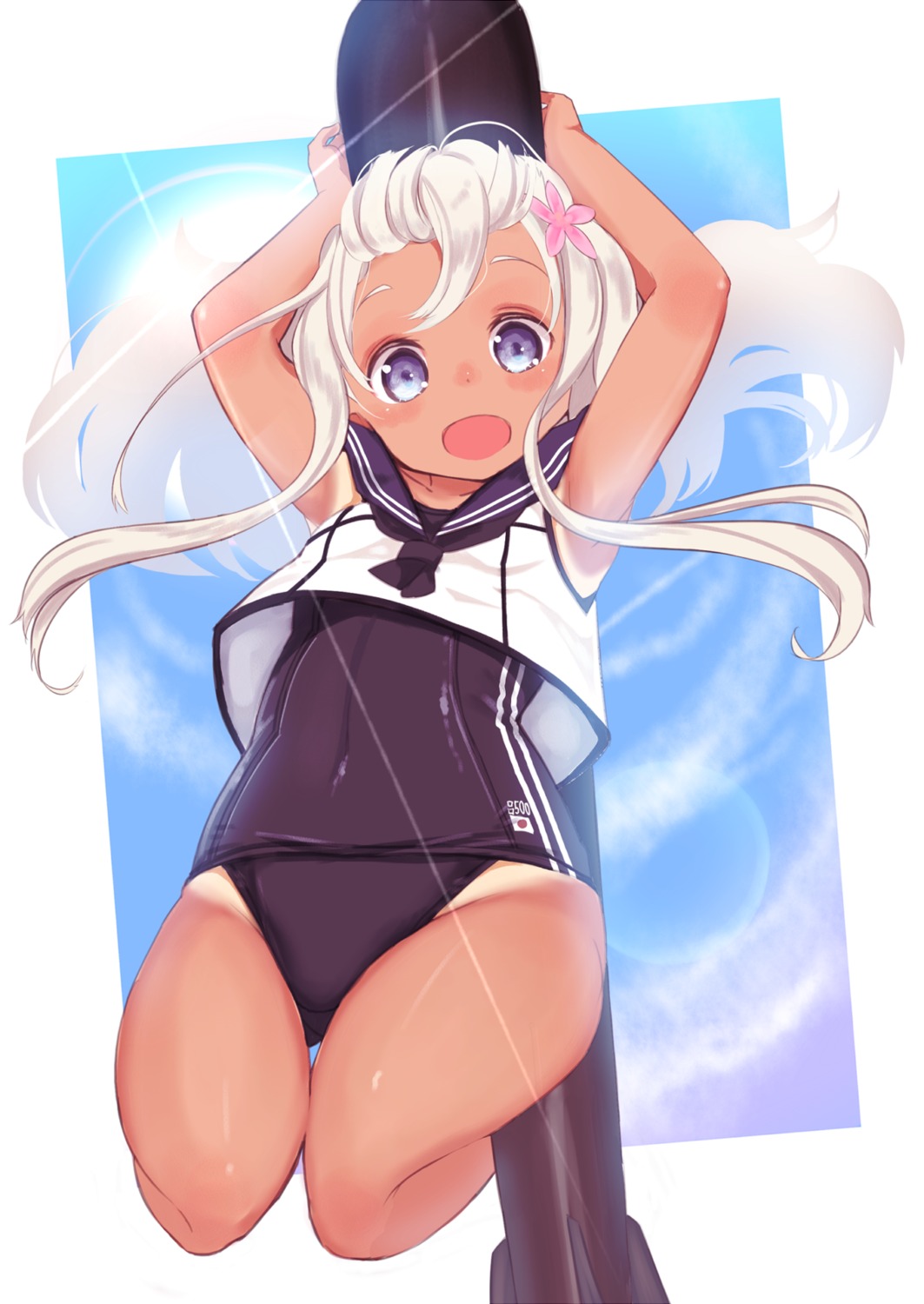 kantai_collection, ro-500, school_swimsuit, seifuku, swimsuits, tan_lines, wankoo-mikami