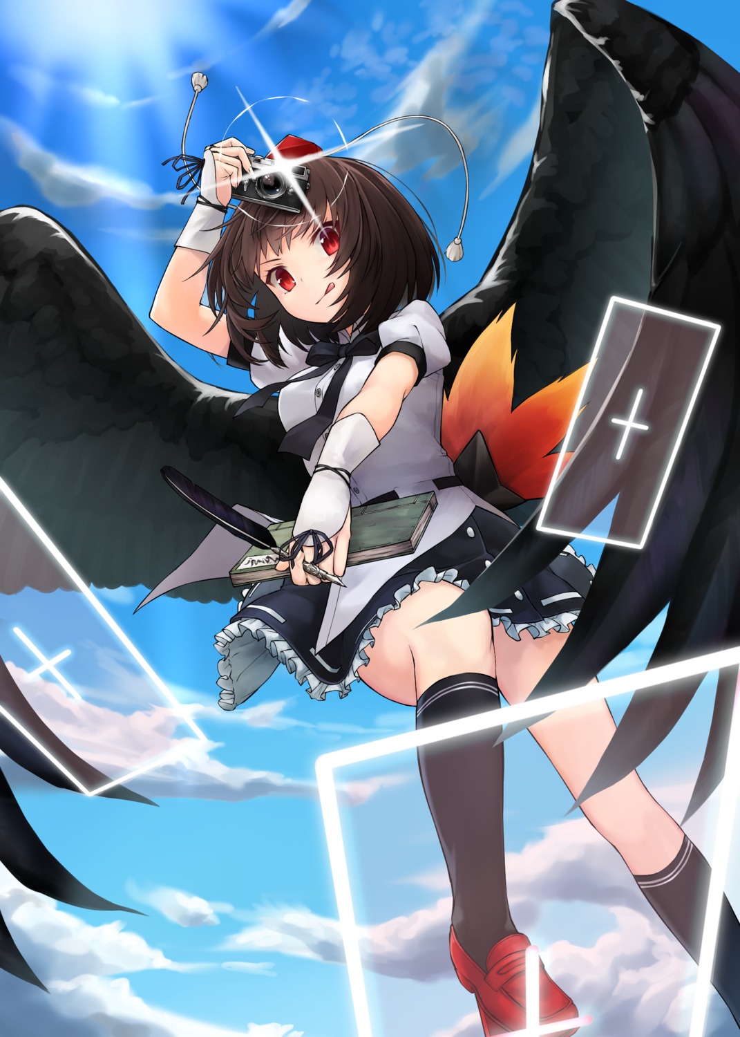 shameimaru_aya, spitfire99, touhou, wings