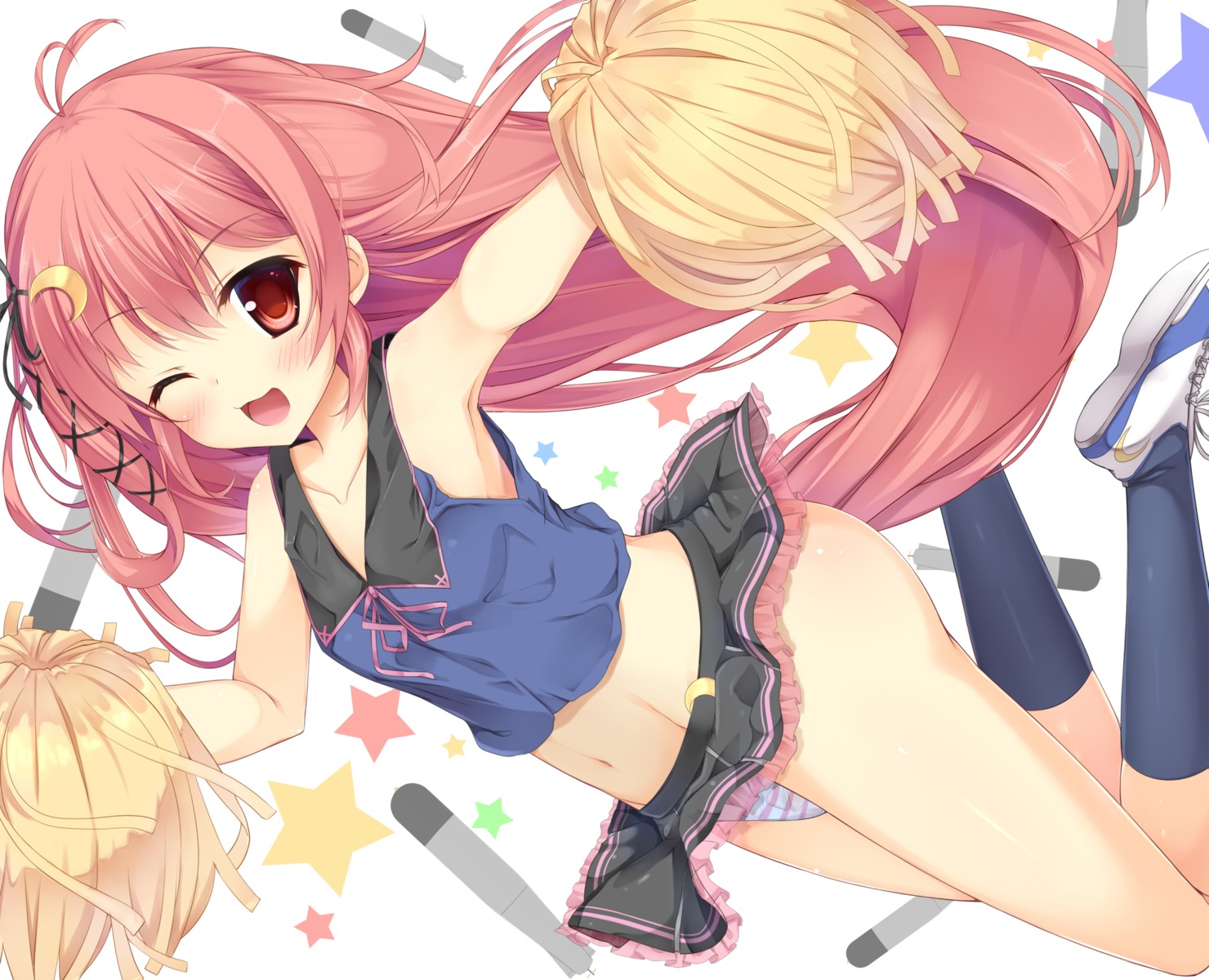 cheerleader, fujieda_uzuki, kantai_collection, pantsu, shimapan, uzuki_(kancolle)