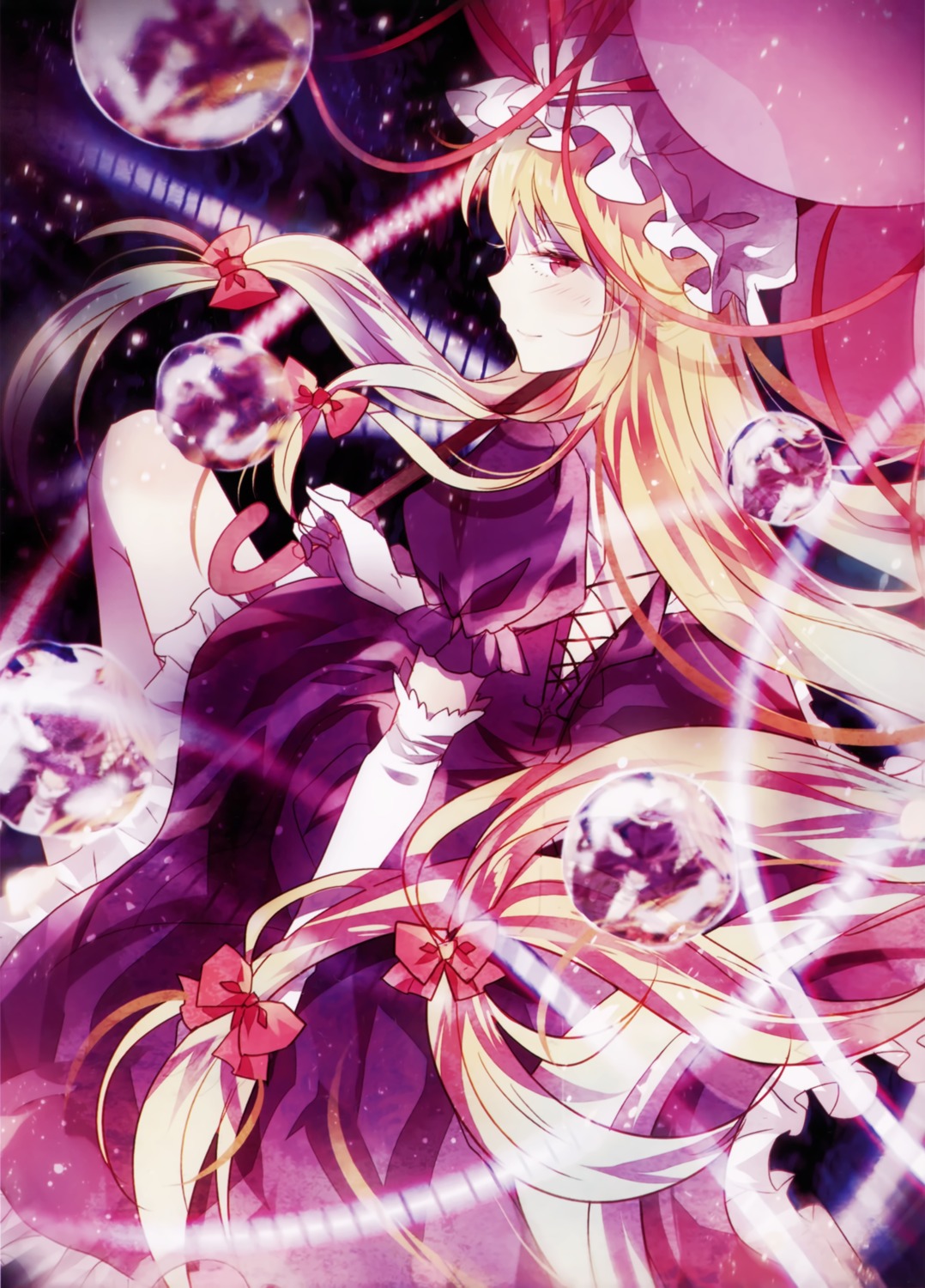 domotolain, dress, no_bra, touhou, umbrella, yakumo_yukari