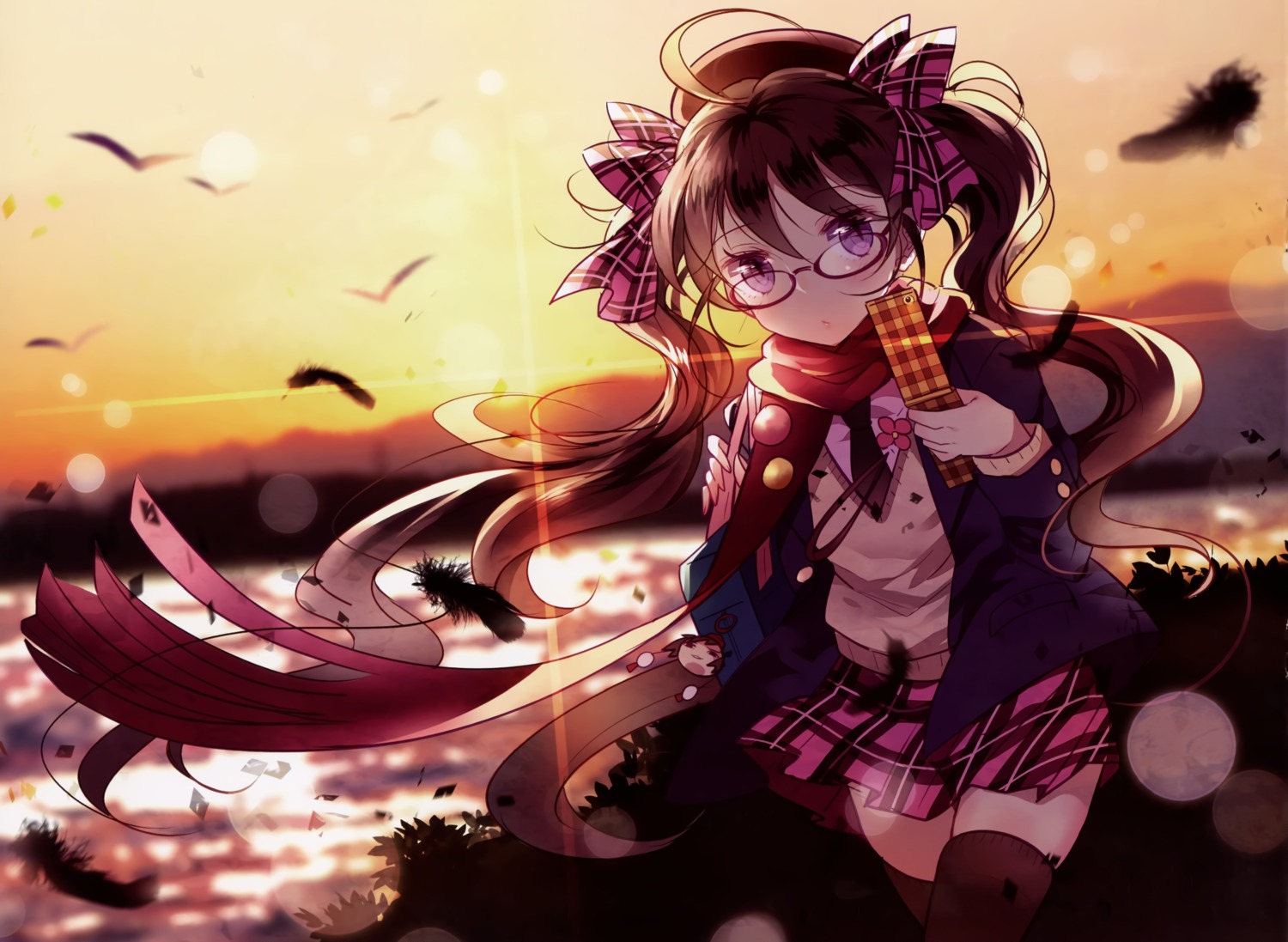 domotolain, himekaidou_hatate, megane, seifuku, thighhighs, touhou