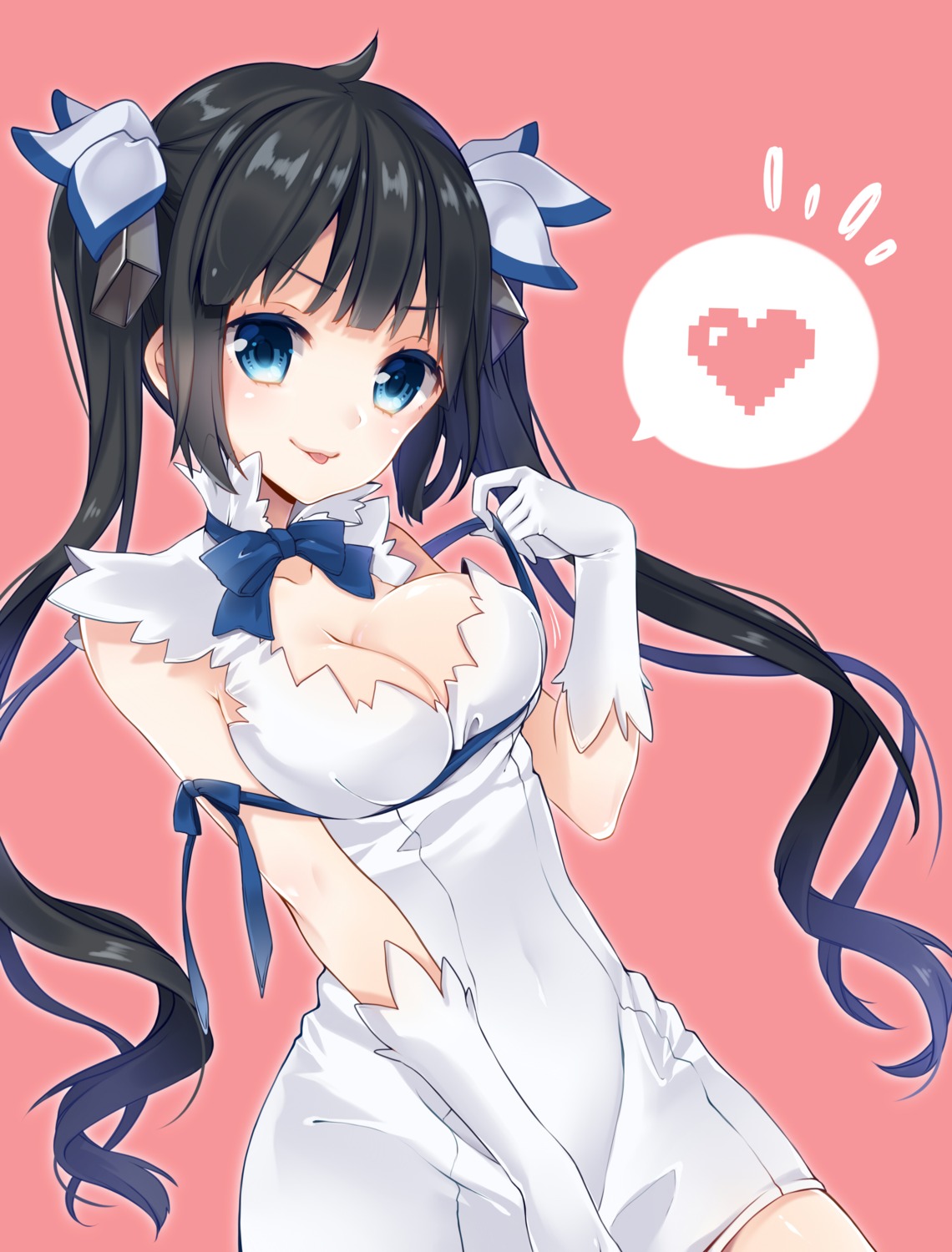 cleavage, dress, dungeon_ni_deai_wo_motomeru_no_wa_machigatteiru_darou_ka, hestia_(danmachi), no_bra, sherypton