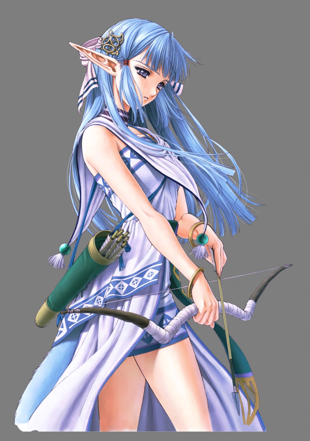 dress, falcom, olha, pointy_ears, taue_shunsuke, transparent_png, weapon, ys, ys_vi