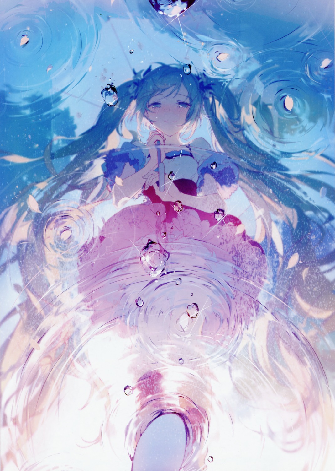 dress, hatsune_miku, melt_(vocaloid), rella, umbrella, vocaloid