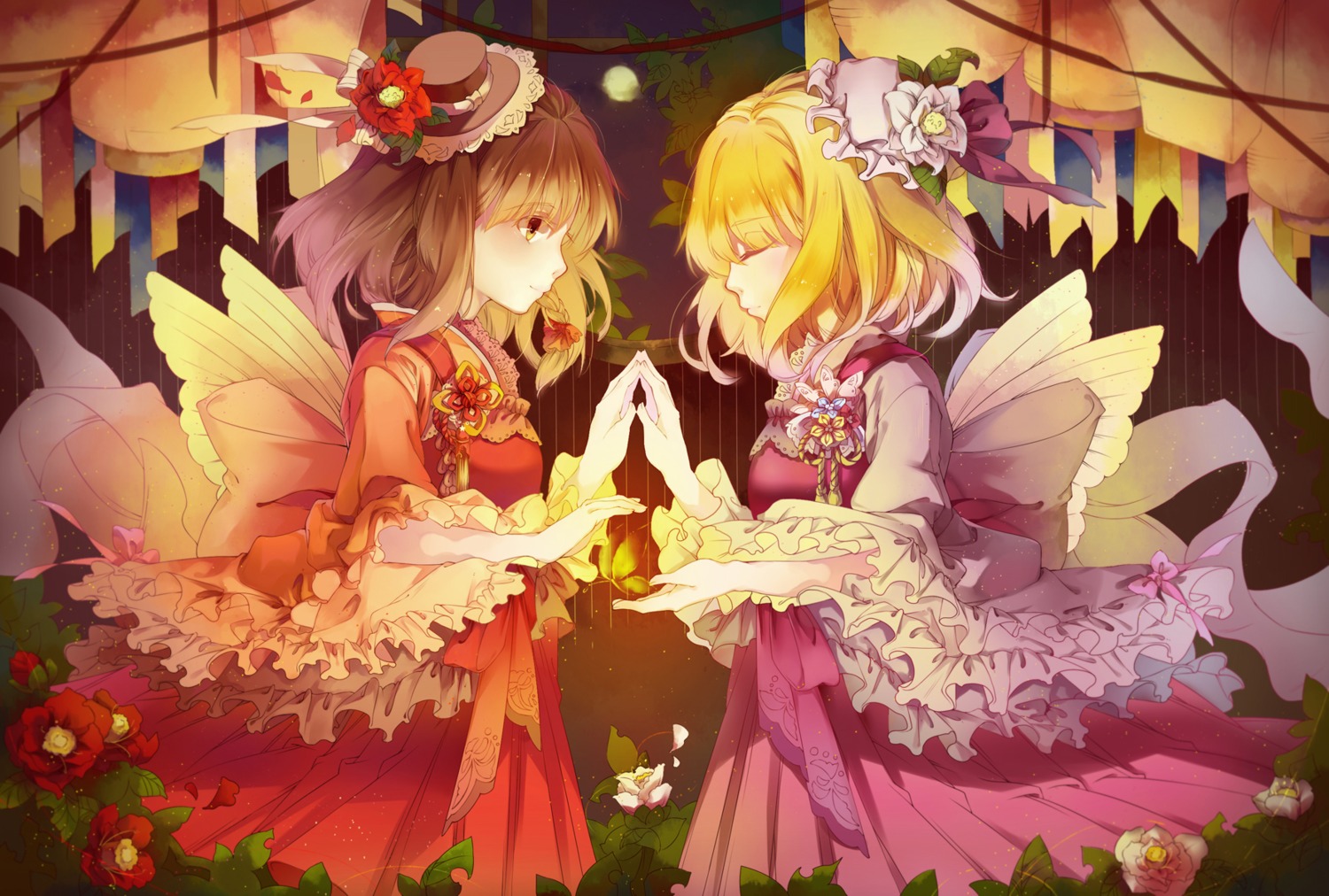 dress, maribel_hearn, touhou, usami_renko, vieny, wings