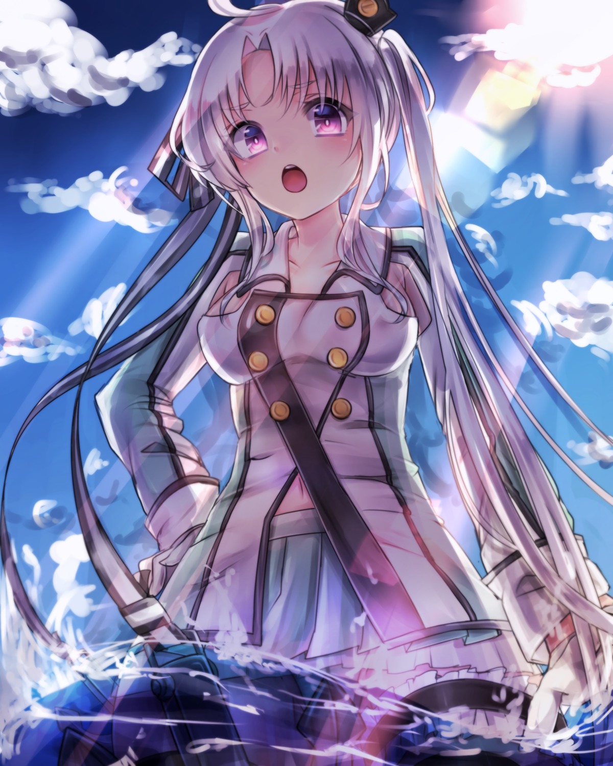 aishan_(aaaishan), akitsushima_(kancolle), garter, kantai_collection, seifuku, wet