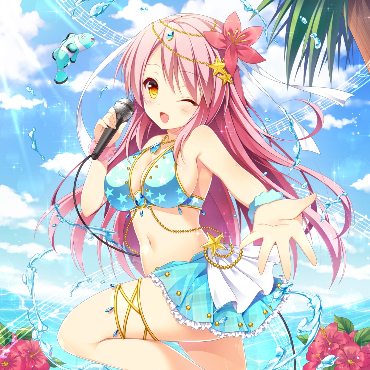 bikini, cleavage, garter, kidatsu!_dungeons_lord, riko_(kujira215), swimsuits