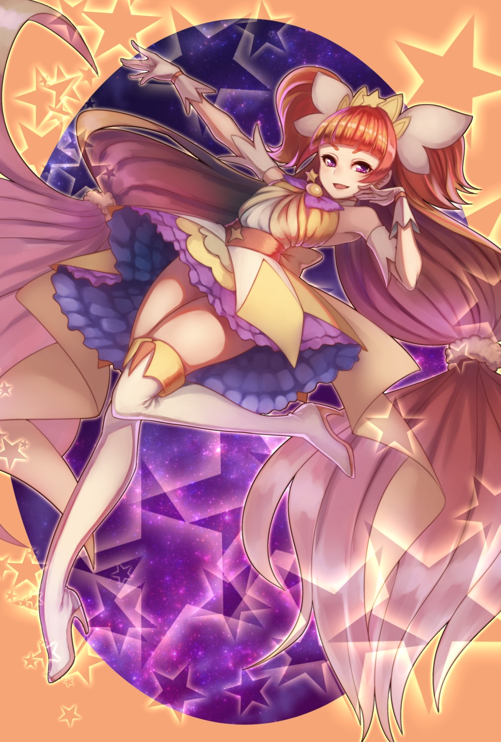 amanogawa_kirara, dress, go!_princess_precure, heels, hrtyuk, precure, thighhighs