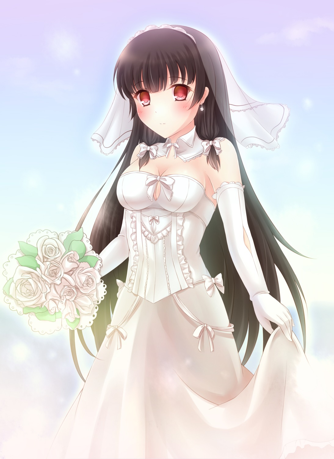 cleavage, dress, isokaze_(kancolle), kantai_collection, skirt_lift, wedding_dress, zhou_yu_(van)
