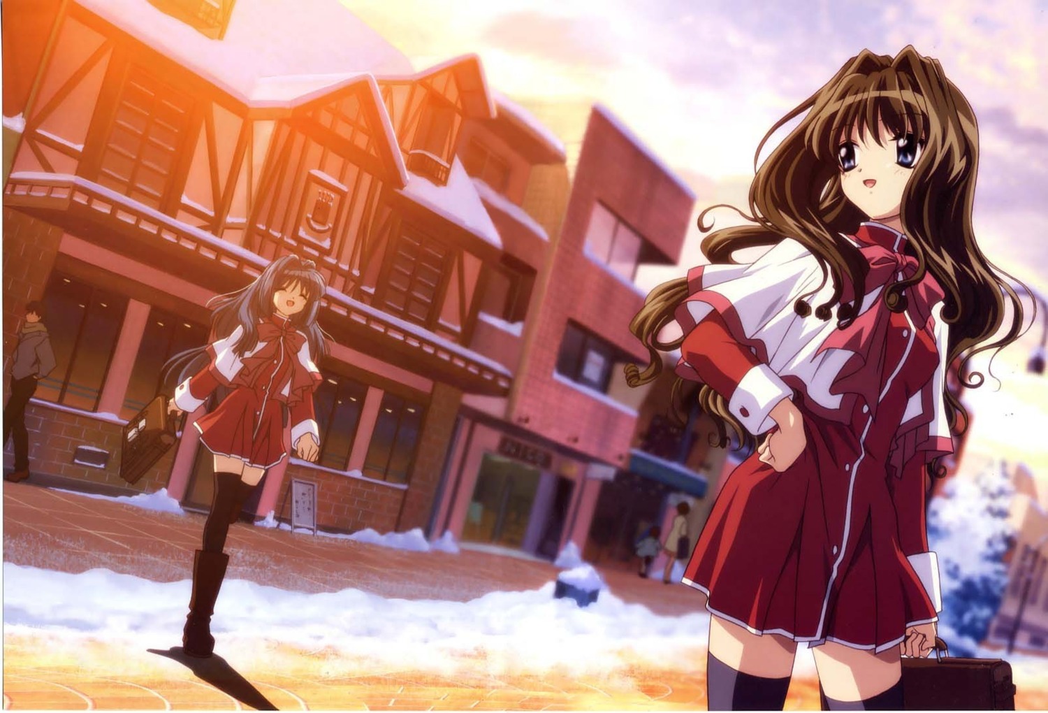 jpeg_artifacts, kanon, minase_nayuki, misaka_kaori, seifuku
