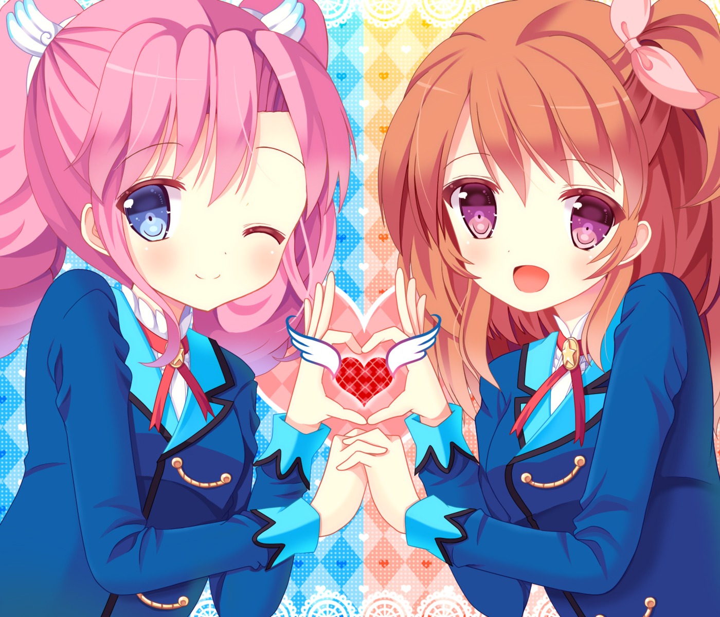 aikatsu!, amahane_madoka, hazakura_satsuki, oozora_akari, seifuku