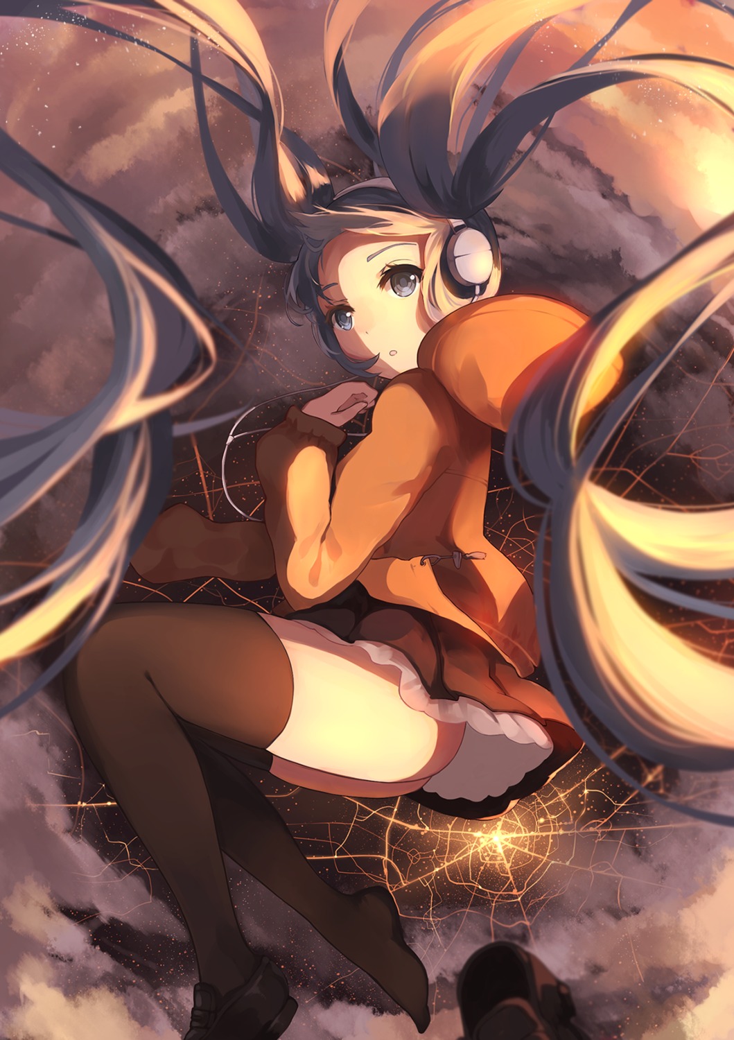 ass, gkn, hatsune_miku, headphones, nopan, thighhighs, vocaloid