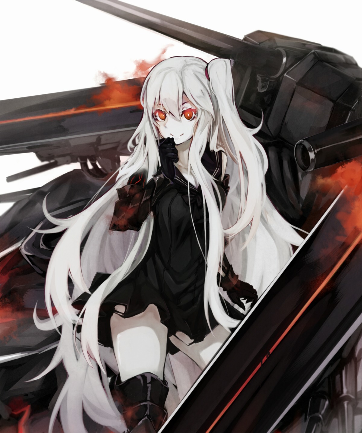 aircraft_carrier_hime, aramaki_echizen, kantai_collection, pantsu, seifuku, thighhighs