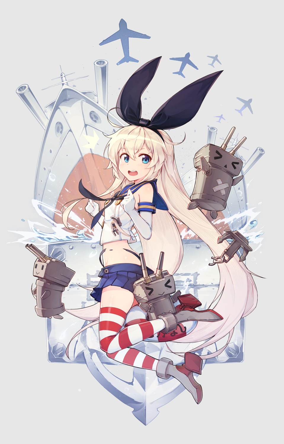 heels, hwansang, kantai_collection, rensouhou-chan, shimakaze_(kancolle), thighhighs, thong, torn_clothes