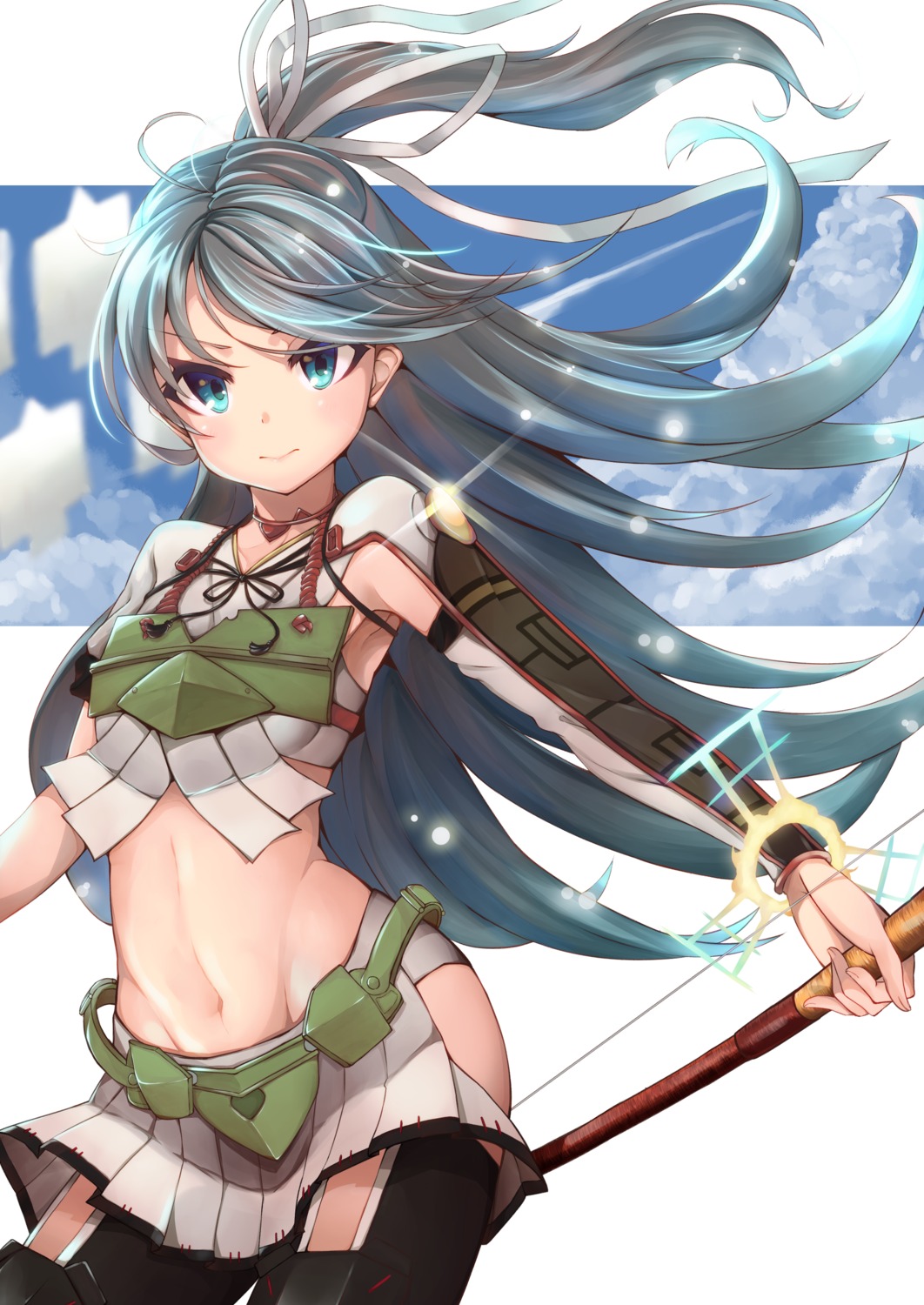 armor, hachiroku_(hatirokusann86), kantai_collection, katsuragi_(kancolle), thighhighs, weapon