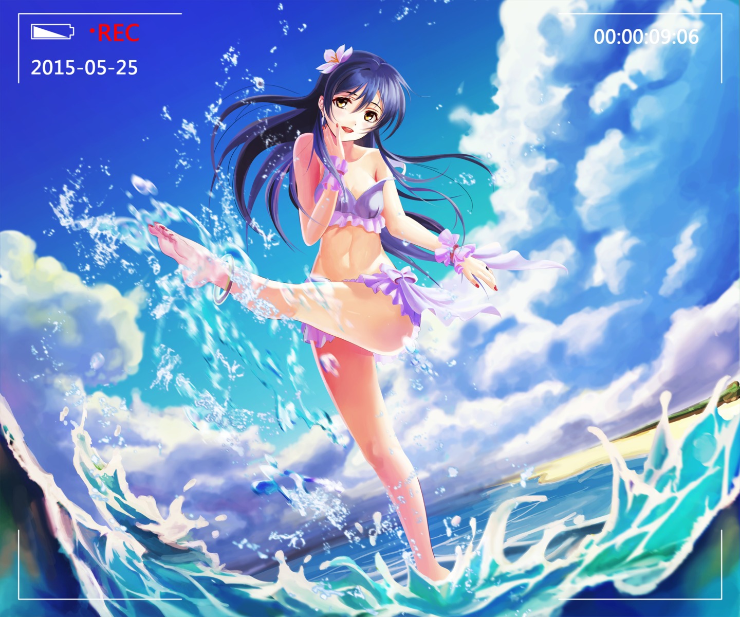 bikini, cleavage, feet, love_live!, love_live!_(series), sonoda_umi, swimsuits, ushas, wet