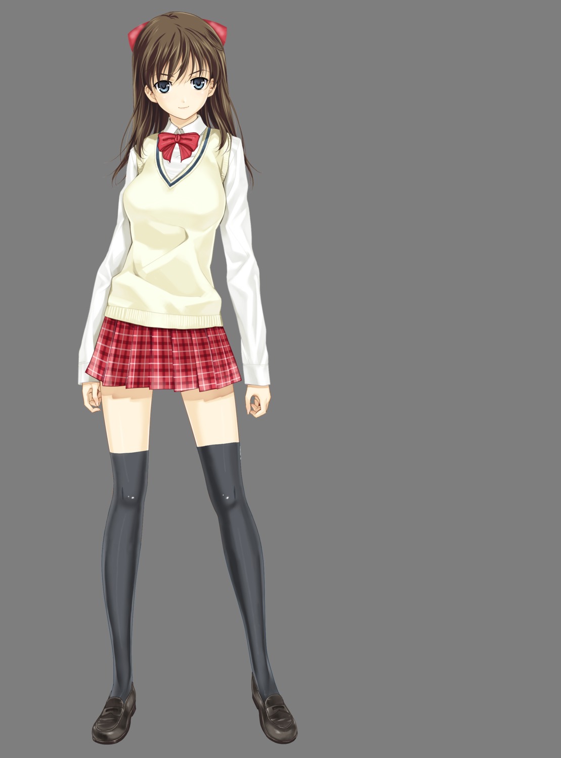 cropme, happoubi_jin, iseshima_aya, seifuku, sweater, thighhighs, transparent_png, zettai_shougeki_platonic_heart