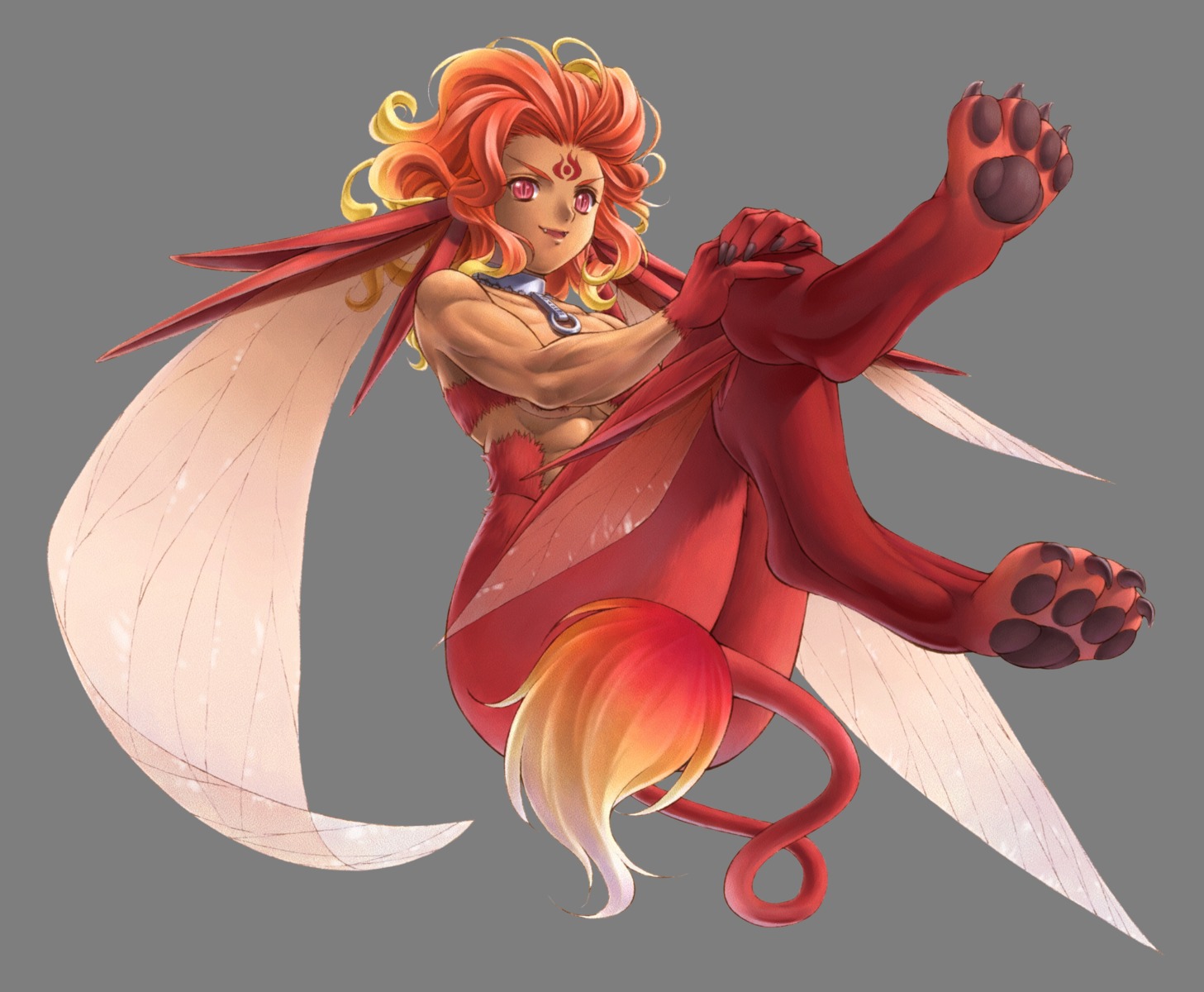 falcom, jue, tail, tattoo, taue_shunsuke, transparent_png, underboob, wings