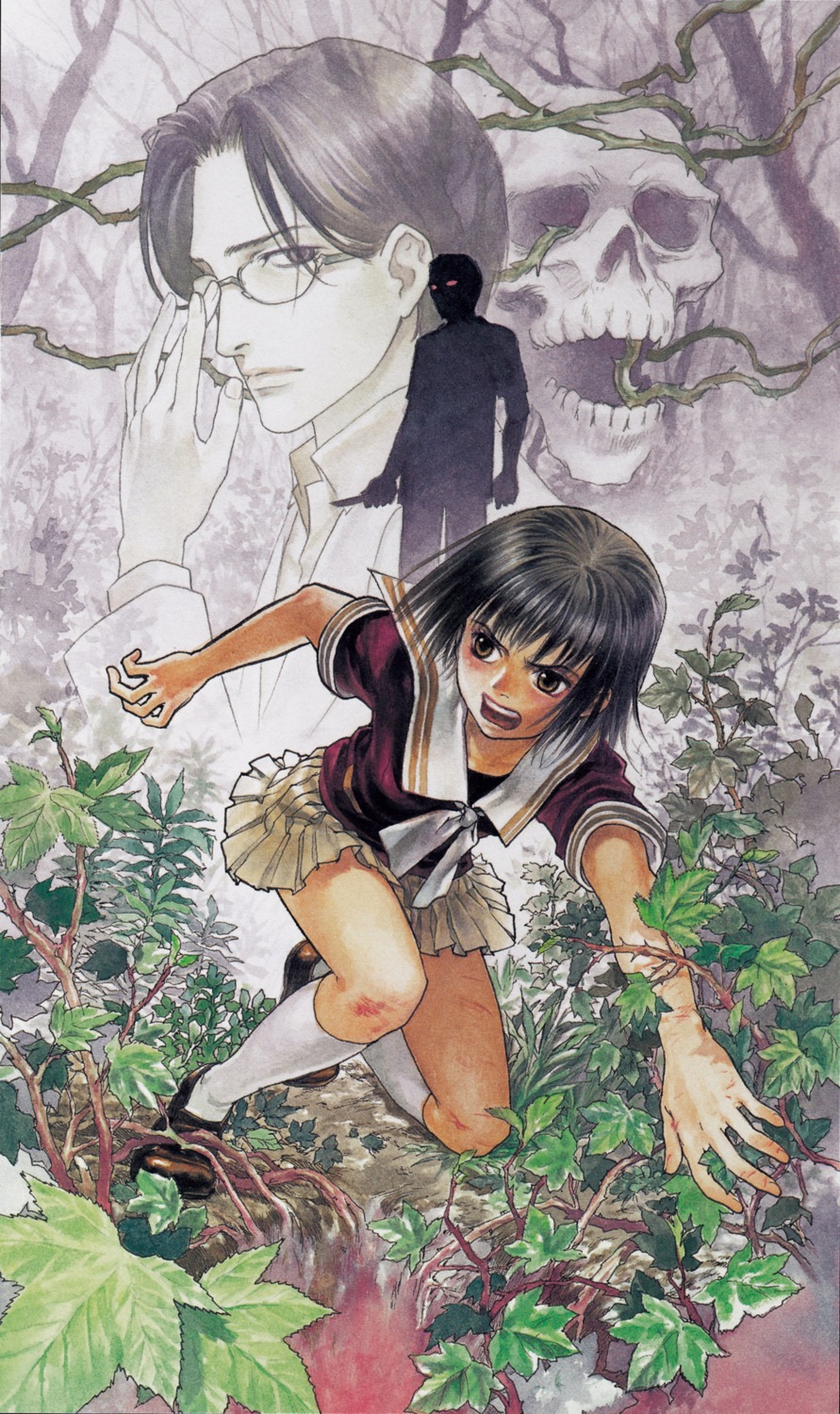 blood, funato_akari, himawari_lamp, megane, seifuku