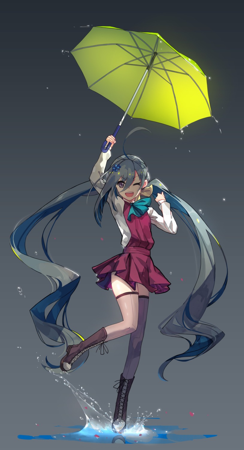 kantai_collection, kiyoshimo_(kancolle), seifuku, thighhighs, tsubasa19900920, umbrella