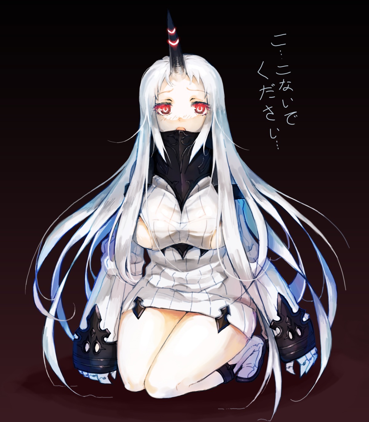 dress, horns, kantai_collection, mukka, no_bra, seaport_hime