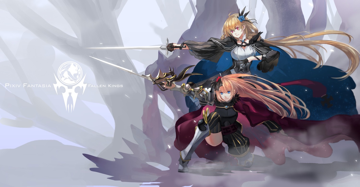 armeechef, armor, dress, pixiv_fantasia, pixiv_fantasia_fallen_kings, sword, thighhighs, tsubasa19900920