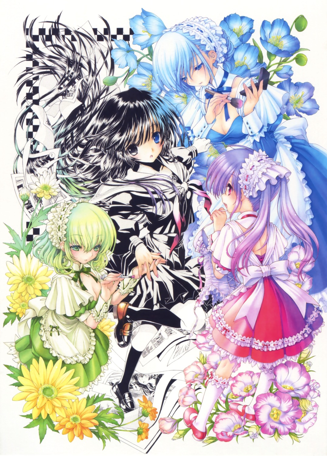 cleavage, dress, maid, ramiya_ryou, seifuku
