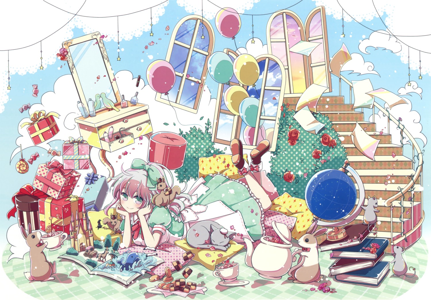 dress, maid, neko, zashiki_usagi