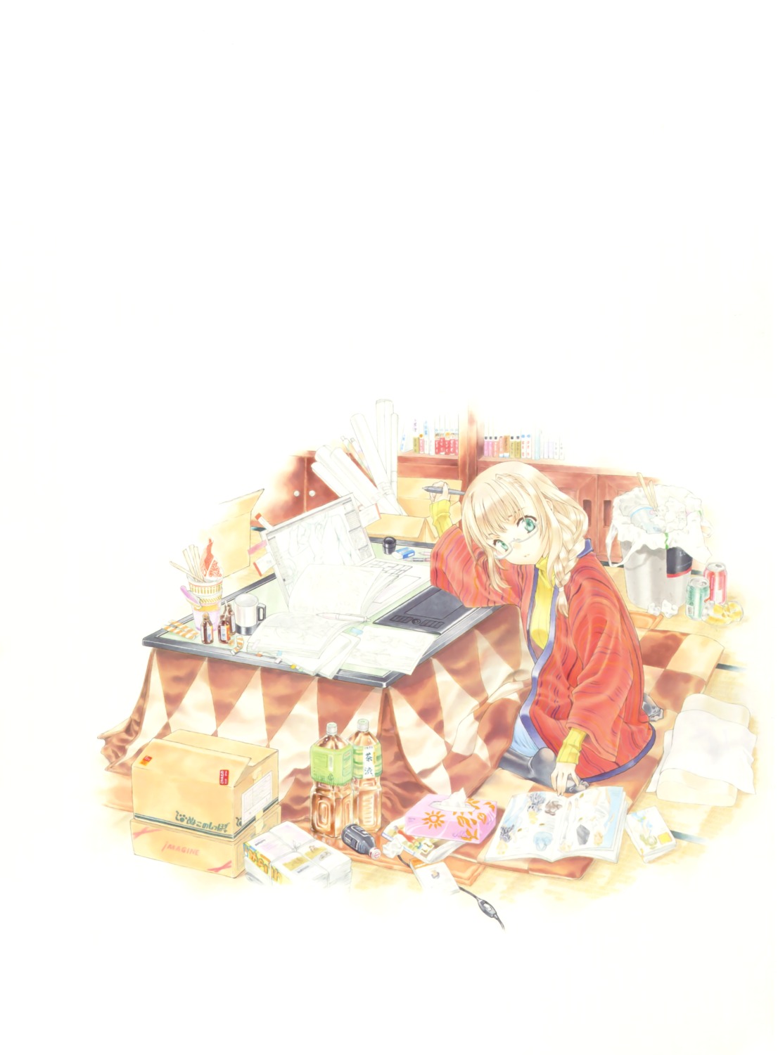 japanese_clothes, megane, utatane_hiroyuki