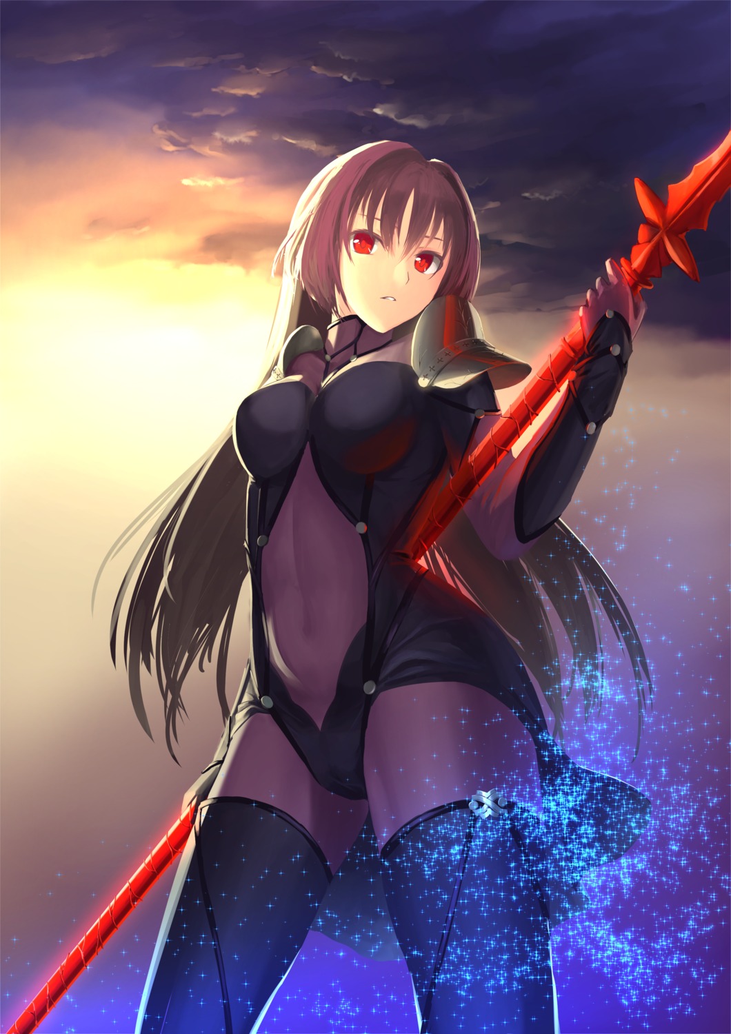 bodysuit, ccjn, fate/grand_order, fate/stay_night, scathach_(fate), thighhighs, weapon