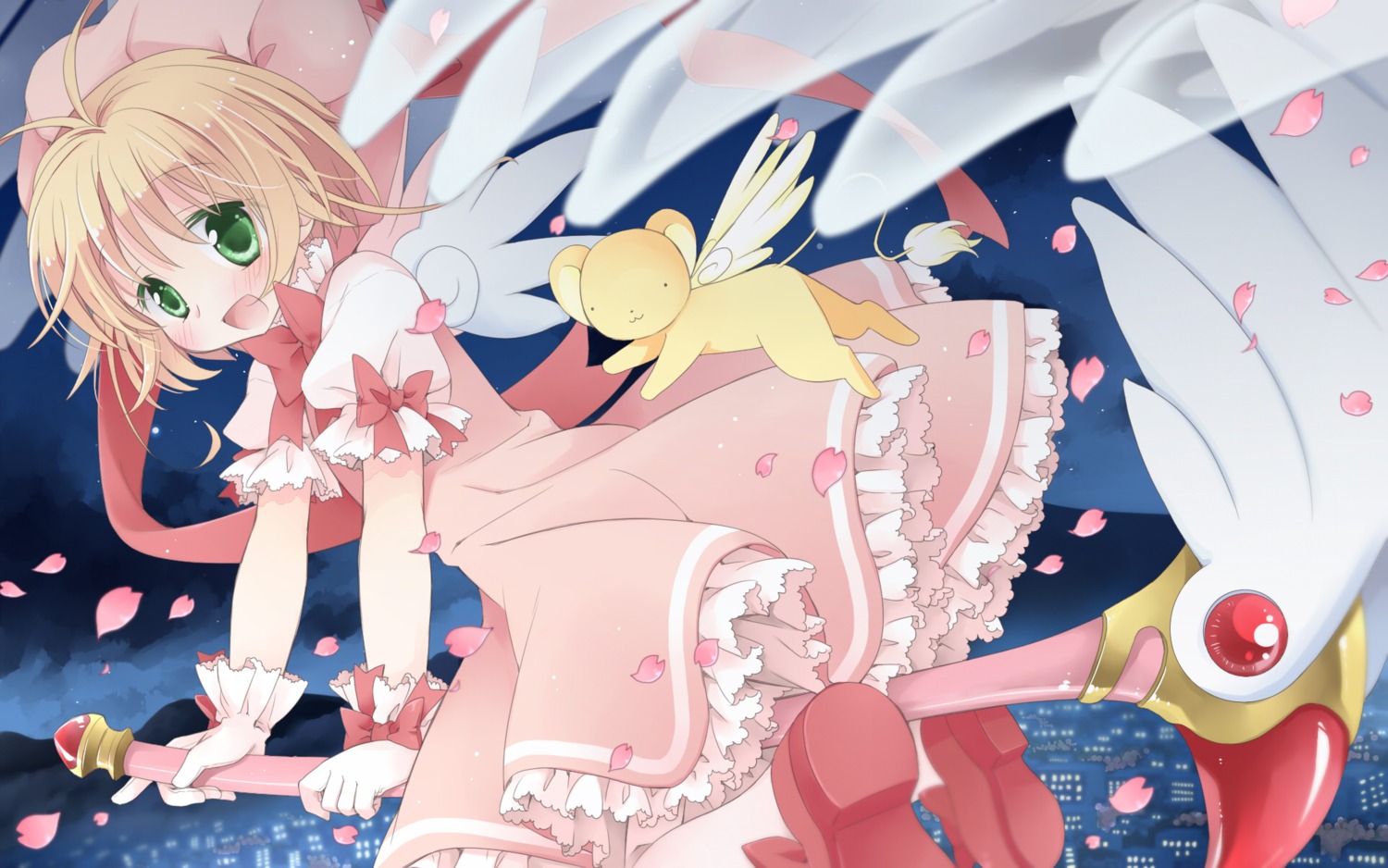 card_captor_sakura, dress, katase_aoko, kinomoto_sakura, wallpaper, wings