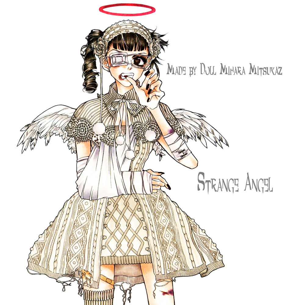 angel, bandages, blood, eyepatch, lolita_fashion, mihara_mitsukazu, wings