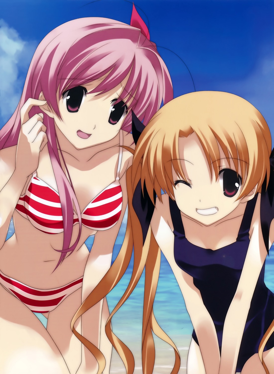 bikini, chaos;head, chaos;head_love_chu☆chu!, cleavage, orihara_kozue, sakihata_rimi, sasaki_mutsumi, school_swimsuit