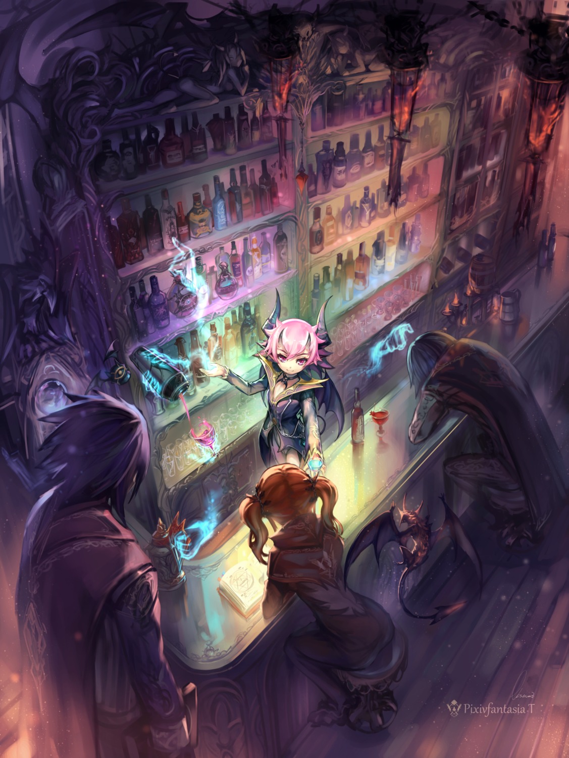 horns, observerz, pixiv_fantasia, pixiv_fantasia_t, wings