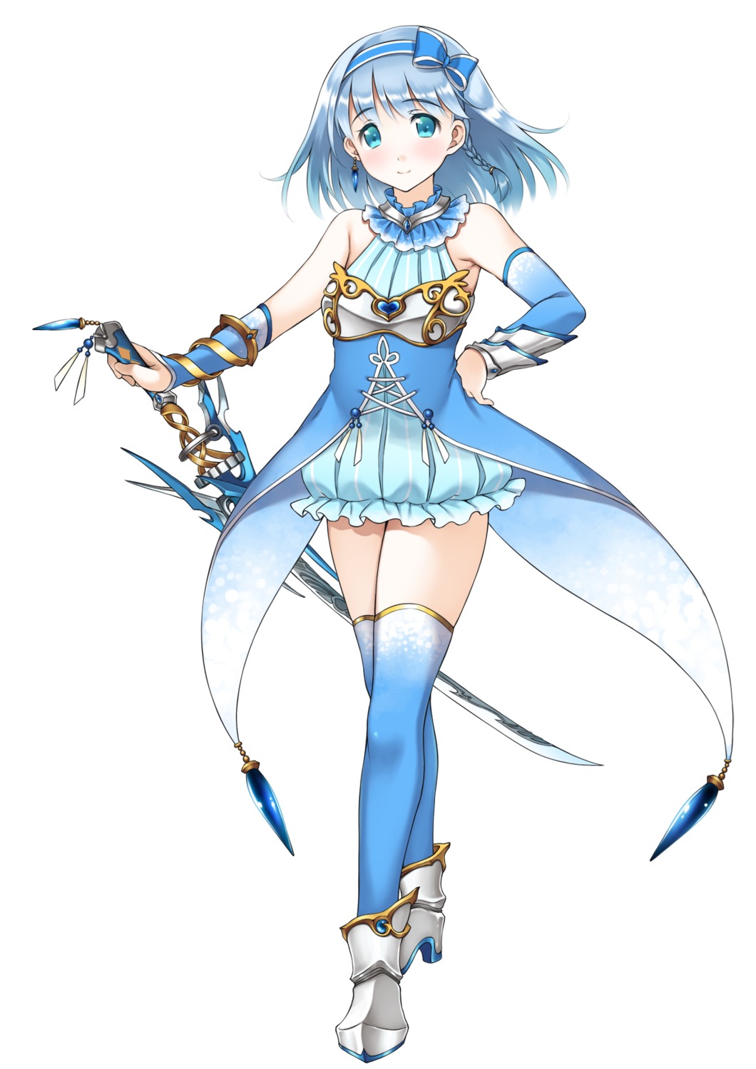 armor, dress, heels, rensanma, sword, thighhighs