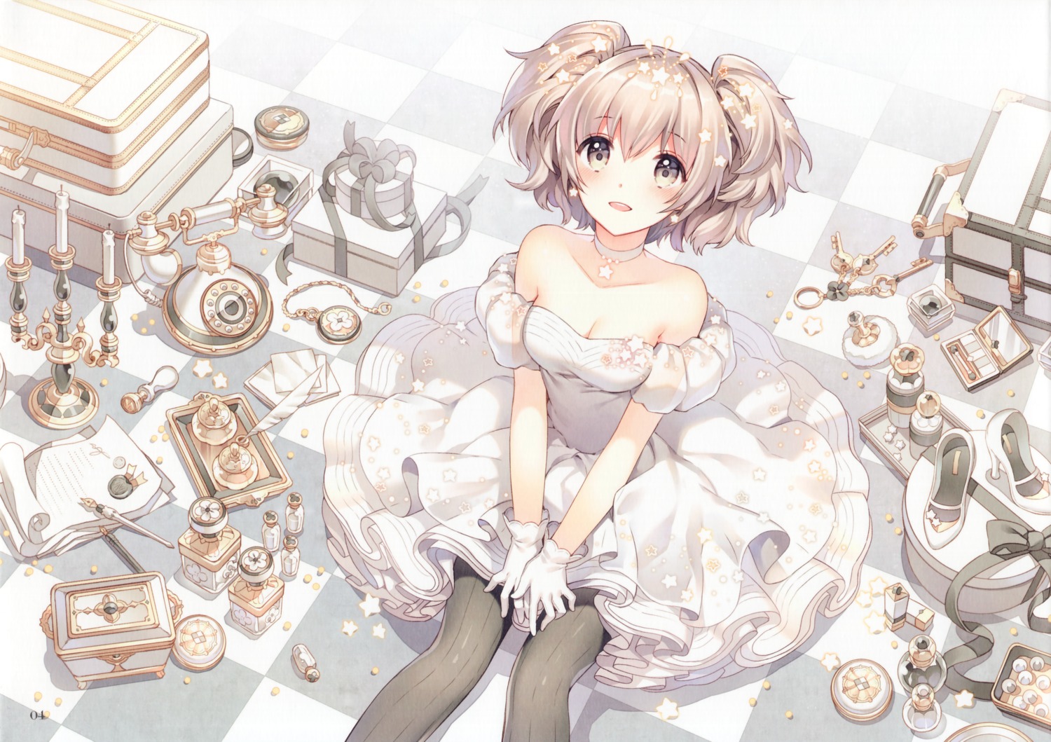 butterfly_dream, cleavage, dress, nardack, pantyhose, paper_texture